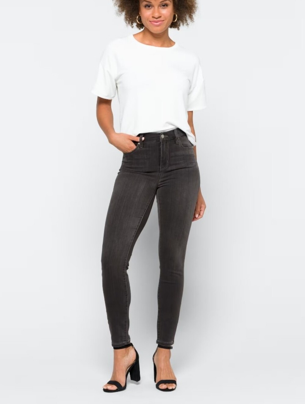 Liverpool Black Wash High-Rise Ankle Skinny Jeans, Size 14